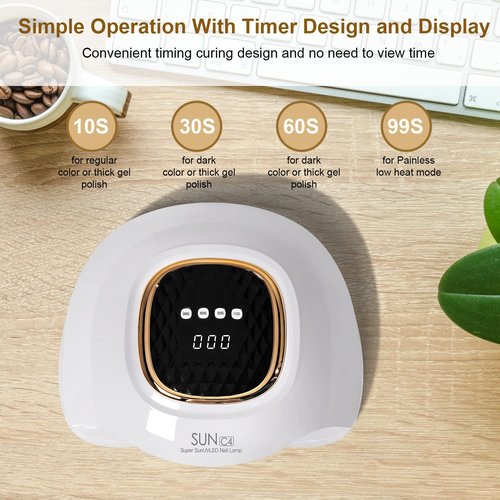 MIRAGE LAYON UV Nail Lamp - Fast Drying, Powerful & Efficient LED Nail Lamp with 4 Timing Settings & Infrared Automatic Sensor Professional UV Light for Home Salon Nail Art Tools