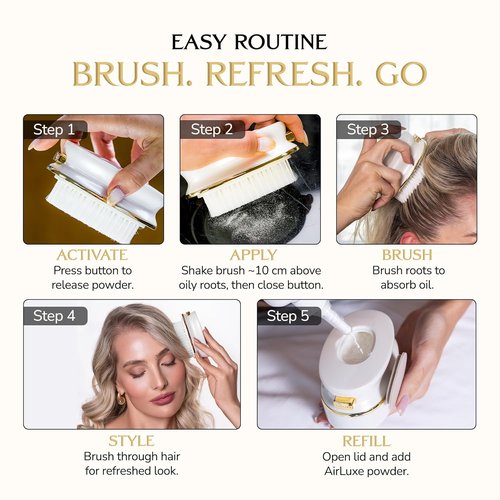 DARCASE Premium Dry Shampoo Brush Applicator - 30ml Unscented Non-Aerosol Refillable Travel Size