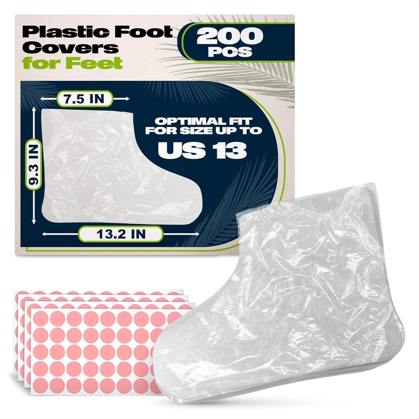 Skiennix Plastic Foot Covers - 200 Pcs Leak-Proof, Durable Anti-Slip Design | Moisturizing Socks for Foot Care