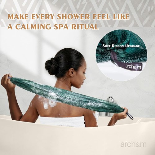 ARCH&M African Net Sponge - 2 Pack Extra-Long 53-Inch Body Scrubber for Daily Exfoliating Care