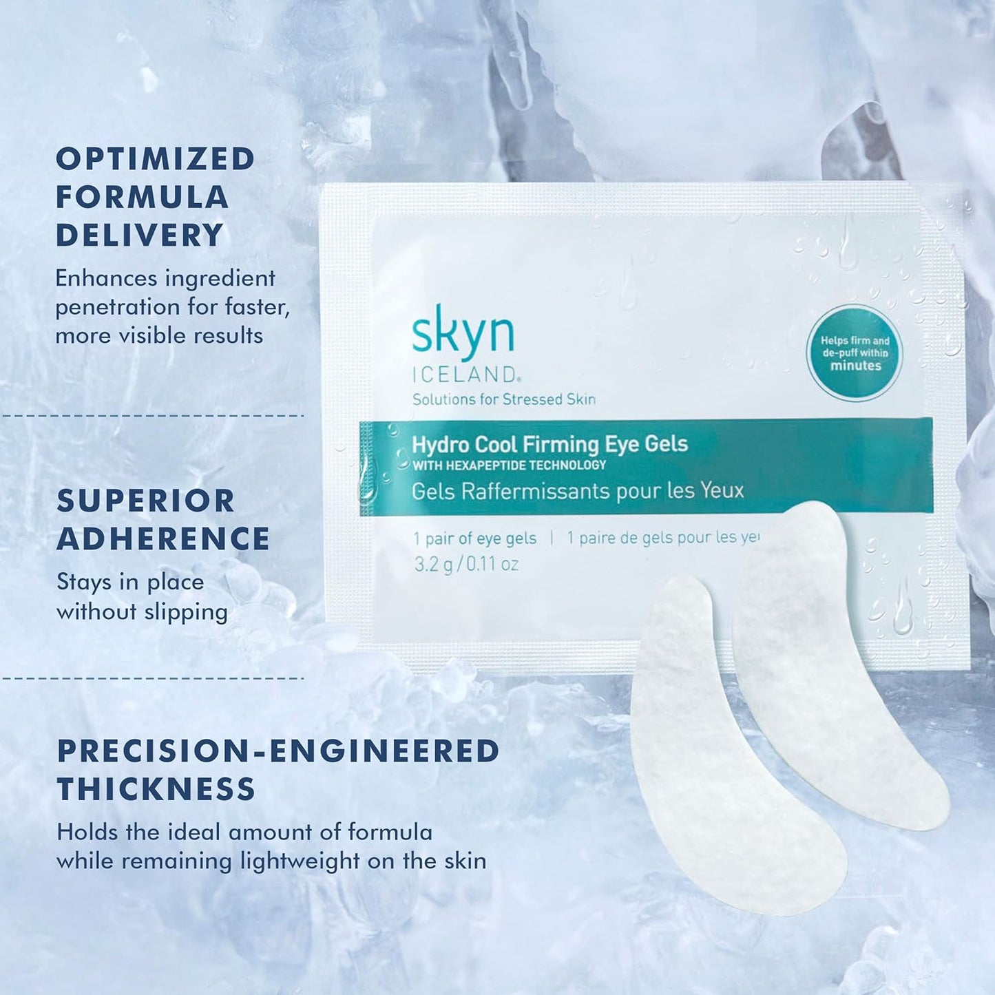 Skyn ICELAND Hydro Cool Firming Eye Gel Mask - Reduce Dark Circles & Puffiness | 4 Pairs