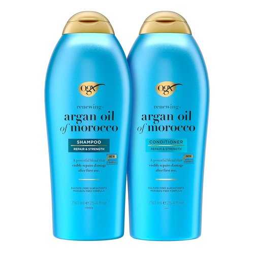 OGX Renewing Argan Oil of Morocco Shampoo & Conditioner Set - Strengthens & Repairs Dry Hair | 25.4 fl. Oz (Pack of 2)