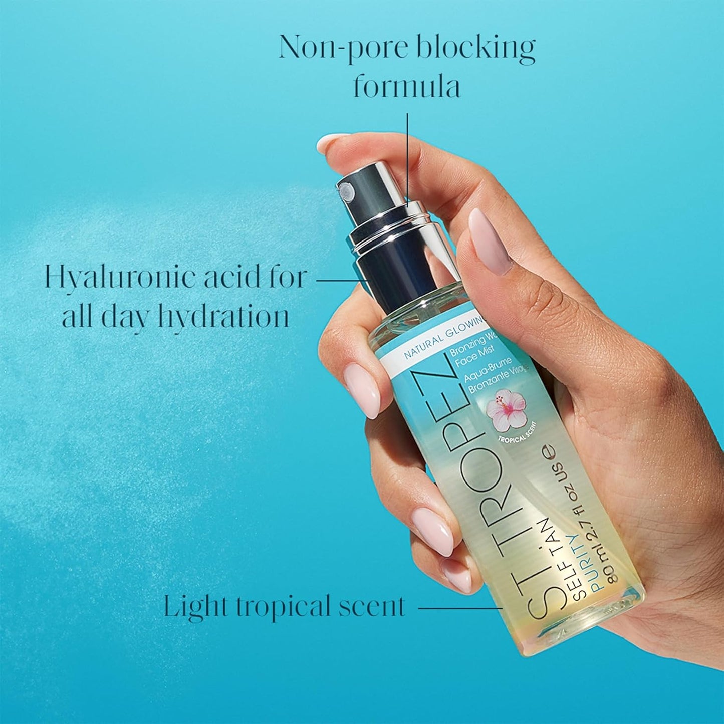 St. Tropez Self Tan Purity Face Mist - Natural Sunkissed Glow with Hyaluronic Acid | 2.7 Fl Oz