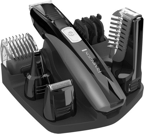 Remington Body Groomer Kit - Advanced Rechargeable Beard Trimmer with 10 Pieces | 6.3 Inch, Black