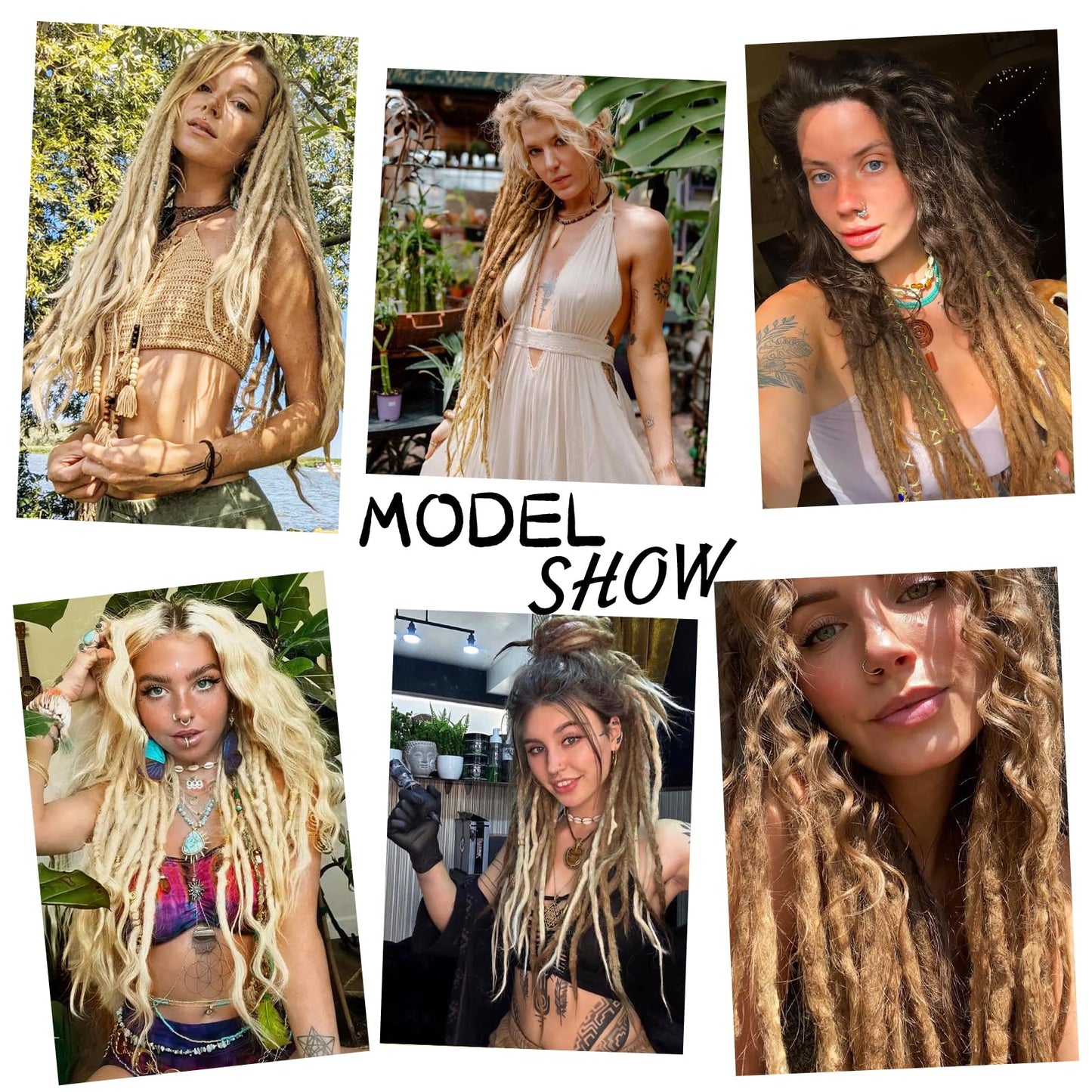 WIGNEE 36 Inches Synthetic Blonde Dreadlock Extensions 10 Strands Single Ended Dreadlocks Extension 0.6 CM Synthetic Crochet Dreads Extensions Hip Hop Style for Women/Man(613)