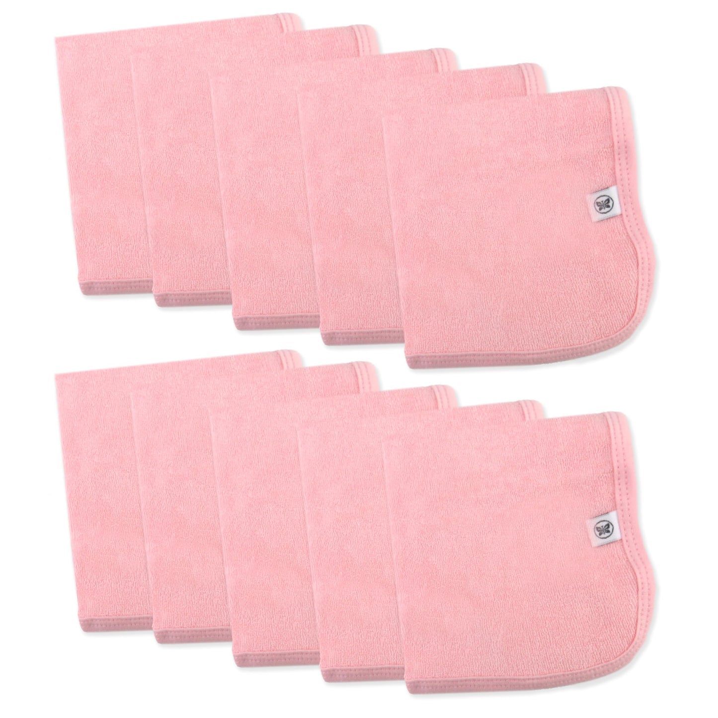 HonestBaby 10-Pack Organic Cotton Baby-Terry Wash Cloths, 10-Pack Pink, One Size