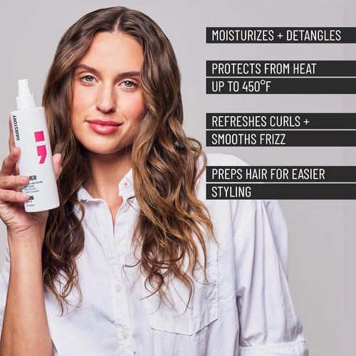 Hairstory Primer, Smoothing And Moisturizing Protection Mist for All Hair Types, Smoothing Detangler, Heat, Humidity & UV Protectant, 8oz