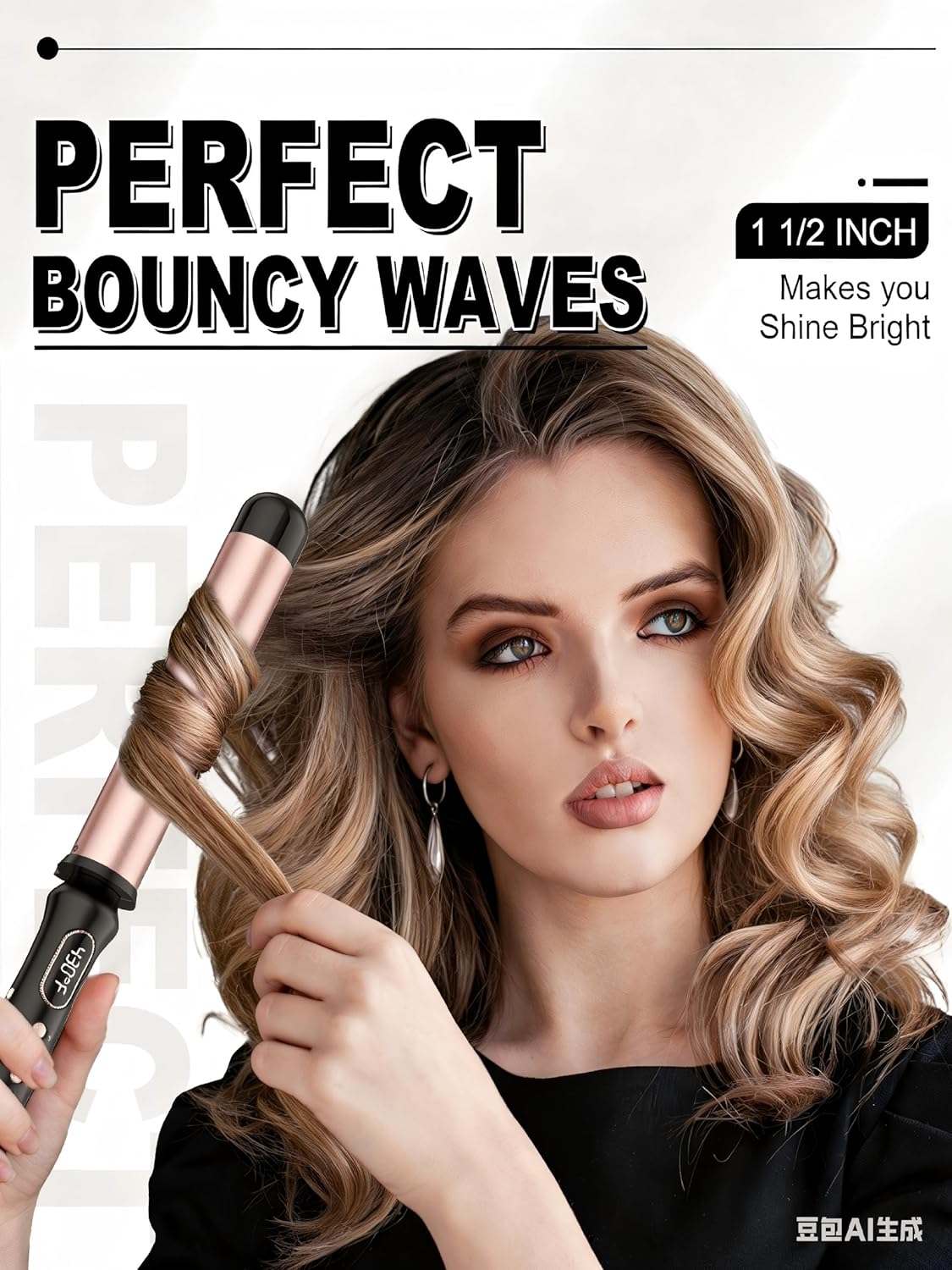 **Skiennix 1.5-Inch Curling Wand - Professional Clamp-Free Iron for Effortless Beach Waves**