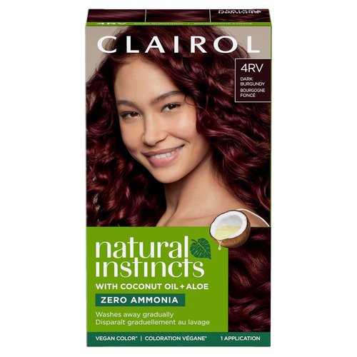 Clairol Natural Instincts Demi-Permanent Hair Dye - Dark Burgundy 4RV | Vibrant Color, Pack of 1