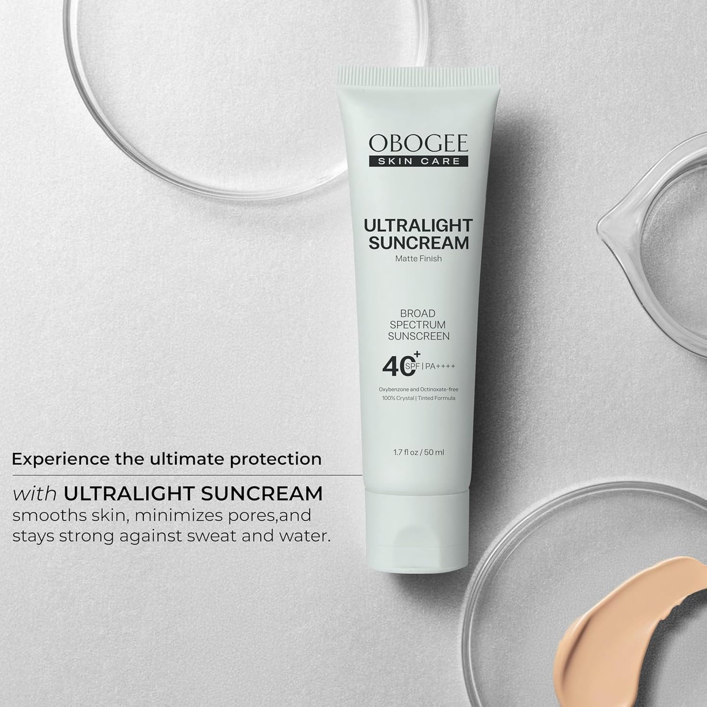 Skiennix Ultralight Sunscreen SPF 40 - 50 mL - 100% Mineral, Oil-Free, Broad Spectrum Protection | Smooths Skin & Controls Shine
