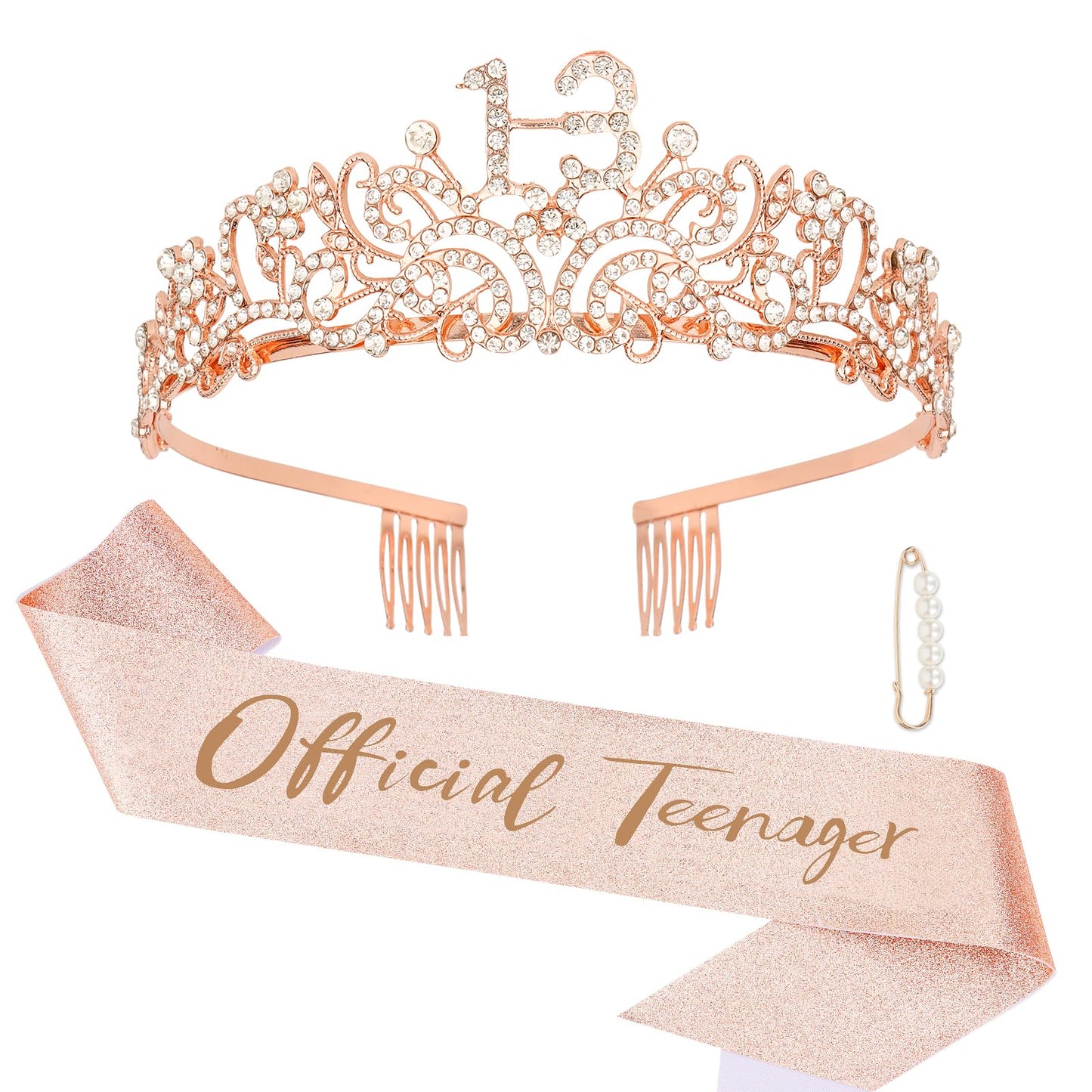 Semato 13th Birthday Decorations for Gilrs - 13th Birthday Headband and Glitter 13th Birthday Sash Kit for Girls 13th Birthday Gifts Happy Birthday Tiara Birthday Party Favors