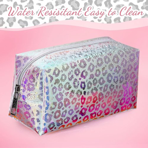 Boao Holographic Makeup Bag Set - Clear Iridescent Glitter Travel Cosmetic Pouches | Zippered Toiletry Organizer for Purse, Diaper, Beach, Office