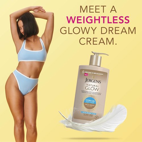 Jergens Natural Glow Hydra Gel Moisturizer - Fragrance-Free Tanning Lotion for Fair to Medium Skin, 8.3 Fl Oz