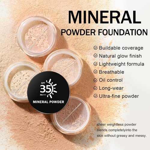 IONSGAKO Mineral Powder Foundation - Lightweight Buildable Coverage for Natural Makeup | 0.35 oz (Fair Light)