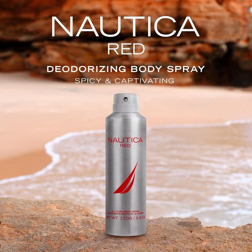 Nautica Deodorizing Body Spray for Men - Aromatic Fougere Fragrance with Black Pepper & Lavender, 6oz
