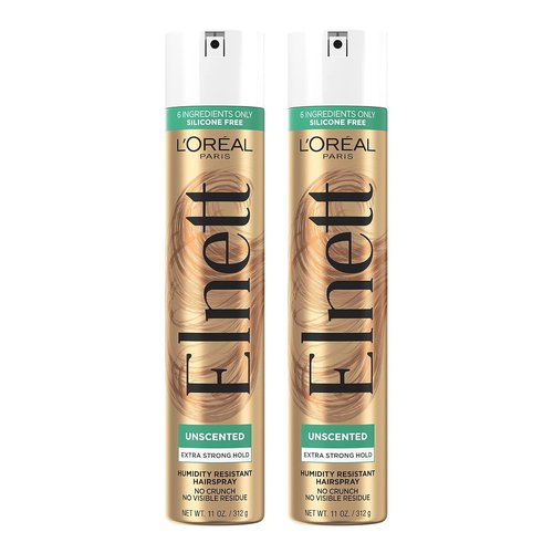 L'Oreal Paris Elnett Satin Hairspray - Extra Strong Hold, Unscented, 11 Ounce (Pack of 2)