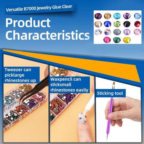 Glarks Rhinestone Gems Kit, 7300Pcs 18 Colors Rhinestones with Gems Adhesive Flat Back Gems Crystal Rhinestones with 12pcs Dotting Tools for Craft, Jewelry and Nail Art