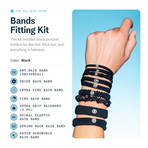 Gimme Beauty Fit Kit | Sample Pack of 5 No-Snag Hair Ties - Gentle & Trendy Accessories - Black