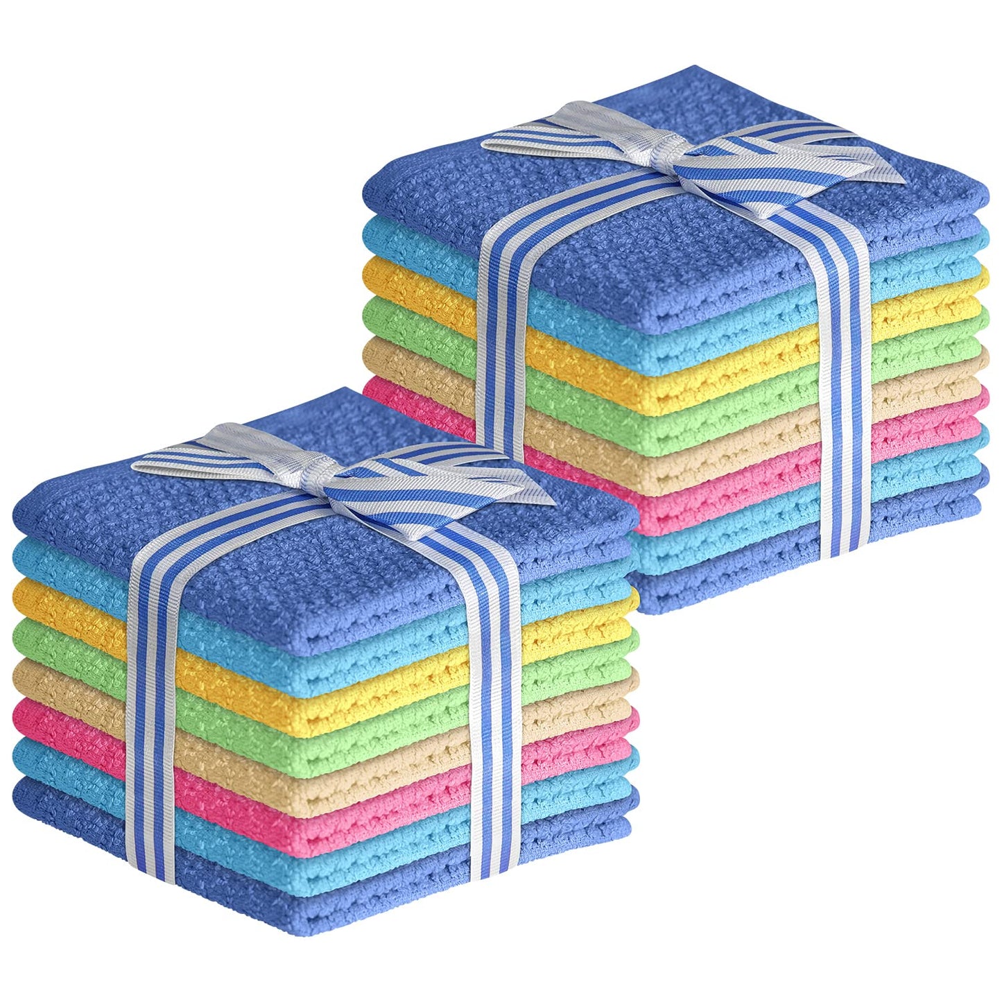 Multicolored Body Wash Cloths Washcloths Set of 16 Multipurpose Cotton Kitchen Washcloths, Bathroom Wash Cloths for Face and Body, Utility Rags - Soft and Absorbent, Washable Rags - 12 x 12 Inches