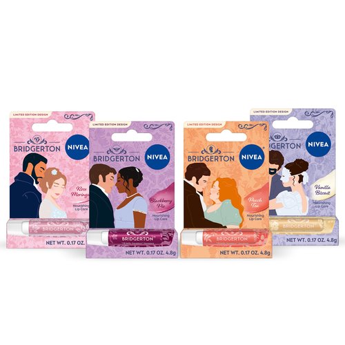 NIVEA Blackberry Pie Lip Balm, Nourishing Lip Care, Bridgerton Limited Edition Tinted Lip Balm with Blackberry Flavor and Shea Butter, 3-in-1 Moisture, Repair and Color, 0.17 Oz Stick