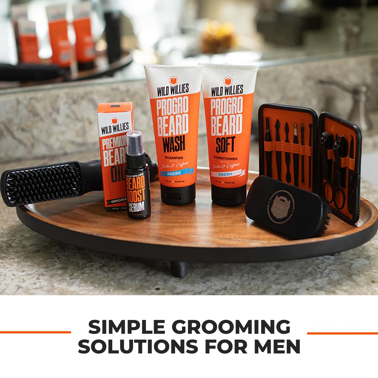 Wild Willies Beard Care Kit for Men - Beard Grooming & Care Kit with Beard Oil, Beard Shampoo, Beard Comb & Beard Brush - Beard Care Set includes Travelling Case