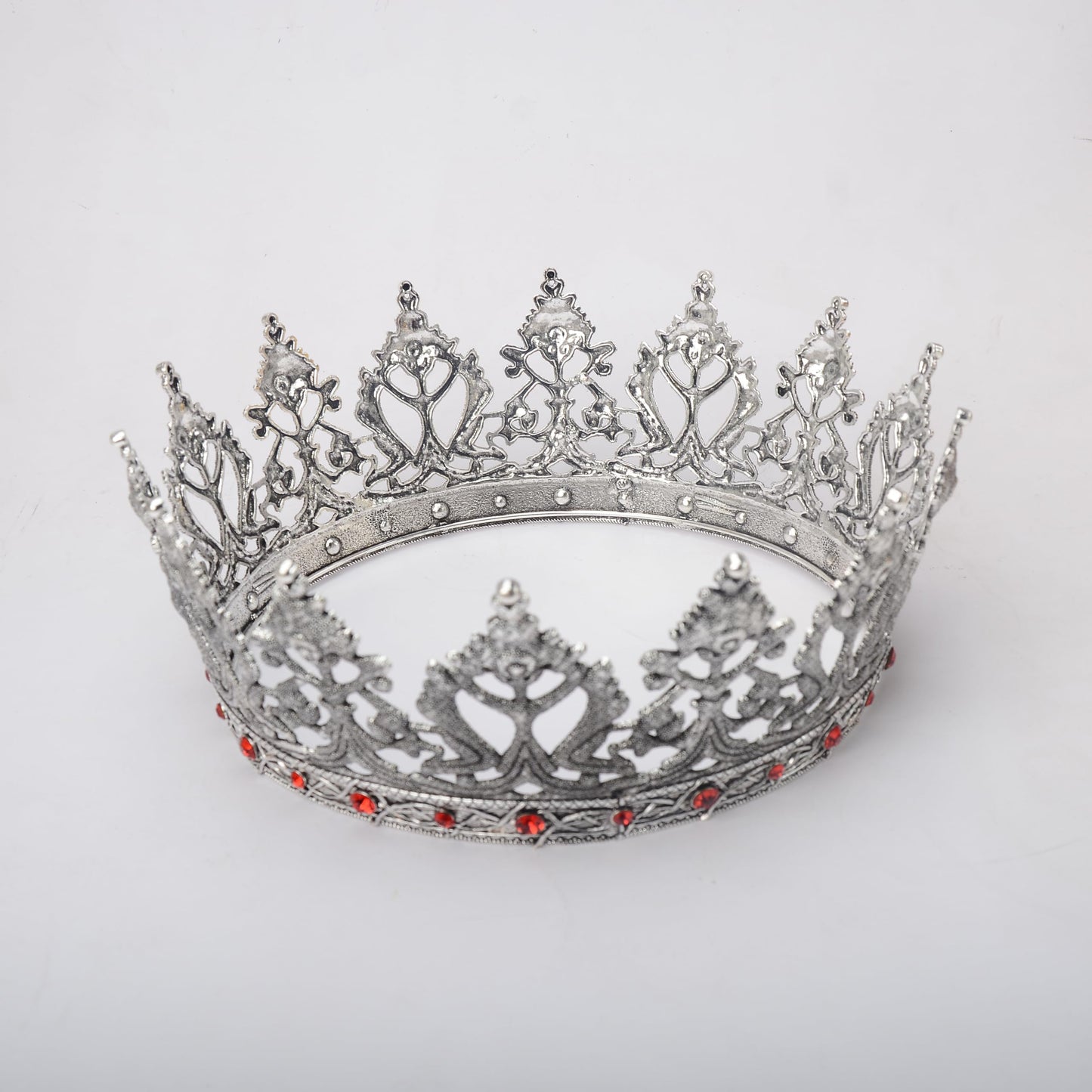 S SNUOY Silver Crowns for Women Royal King Crown for Men with Red Rhinestones Alloy Cosplay Headband for Birthday Homecoming Party Halloween Christmas