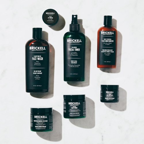 Brickell Men's Daily Elite Face Care Routine - Toner, Gel Wash, Scrub, Night Cream & More | Natural & Organic