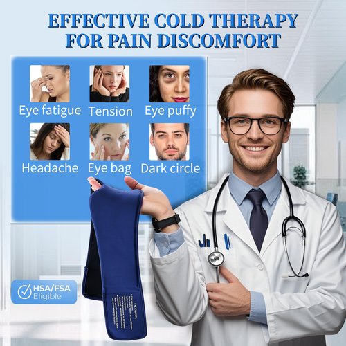 2 Pack Cooling Gel Eye Mask - Puffy Eyes, Dark Circles, Migraine Relief,HSA FSA Eligible, FACEMOON Reusable Sleep Mask for Hot & Ice Cold Compress, Long Lasting Comfort for Dry Eyes(Black,Blue)