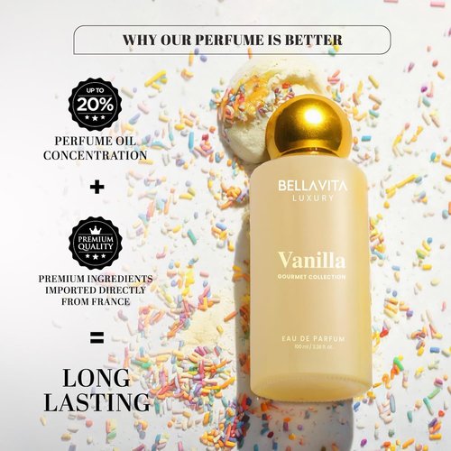 Bellavita Luxury Vanilla Eau de Parfum - 100 ml | Unisex Perfume with Coconut, Vanilla & Musk Notes
