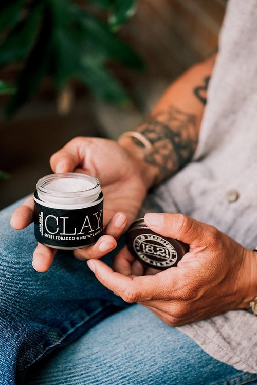 18.21 Man Made Hair Styling Clay - Original Sweet Tobacco Scent | Matte Finish, 2oz