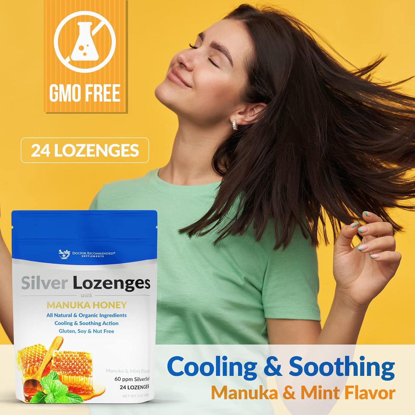 Silver Lozenges - Organic Manuka Honey & Vitamin C for Immune Support | 24 All-Natural Lozenges