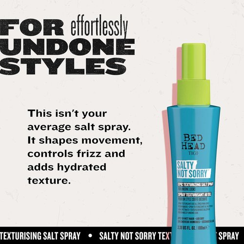 Bed Head by TIGI Texturizing Salt Spray - Achieve Effortless Natural Hairstyles, 3.38 fl oz