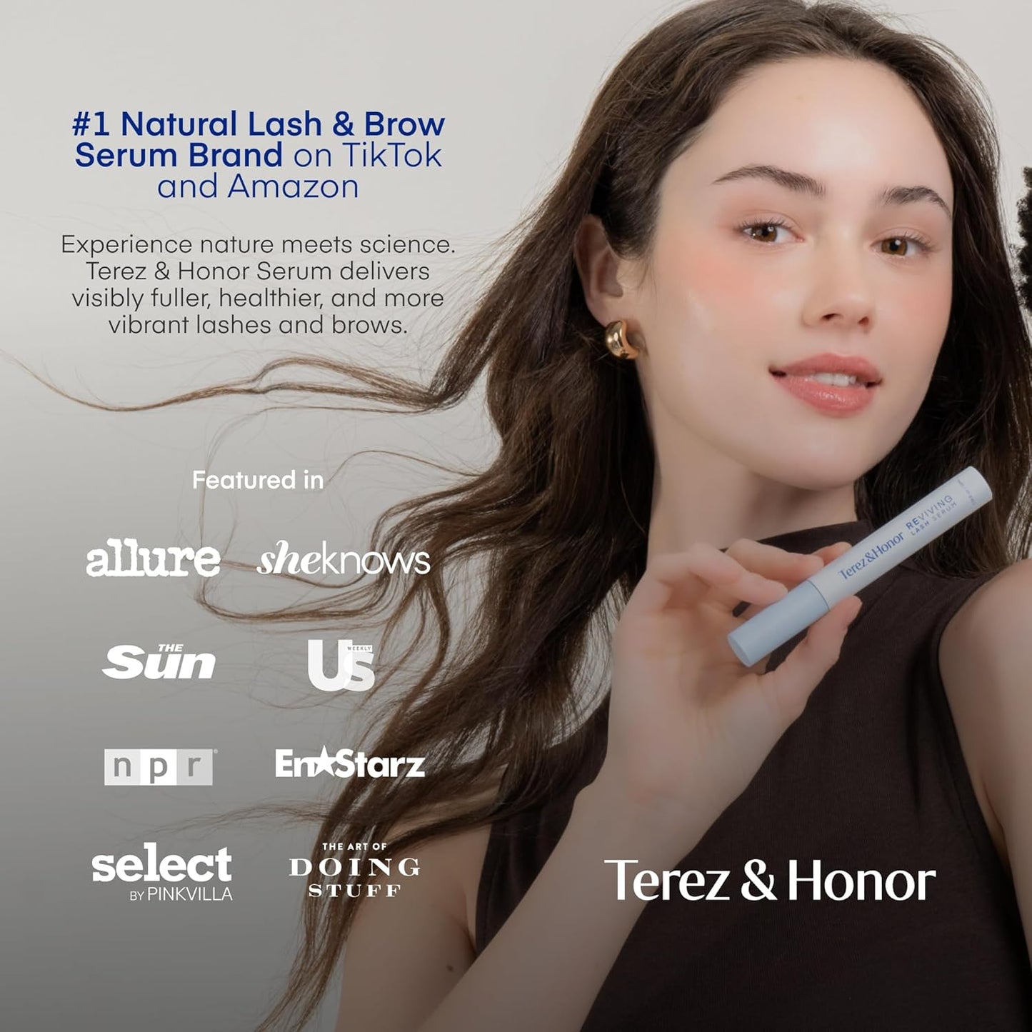 Terez & Honor Reviving Lash Serum - Vegan PDRN Lash Growth Formula for Longer, Fuller Lashes - Peptide & Biotin Conditioner