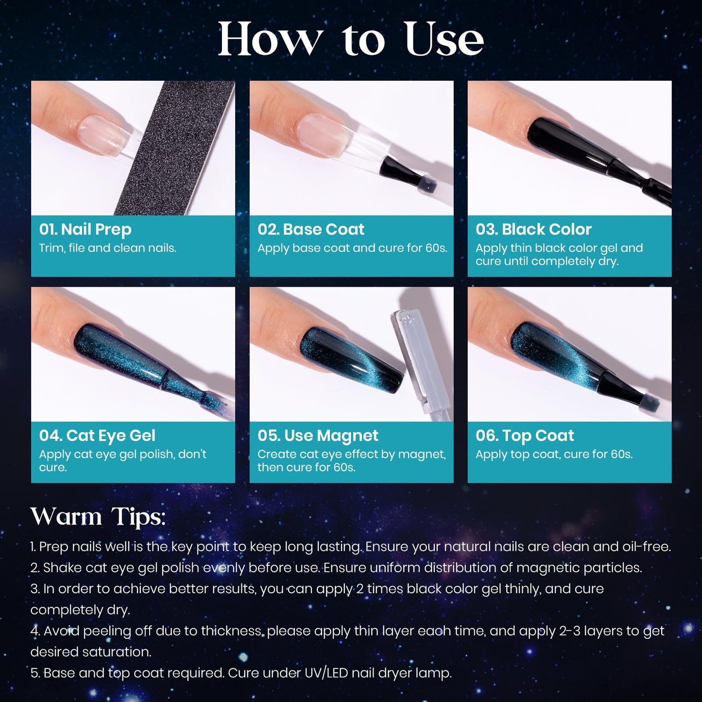 MIZHSE 8 Colors 9D Cat Eye Gel Nail Polish, Upgraded Magnetic Gel Polish Kit with Magnet Stick, Galaxy Chameleon Effect Silky Cat Eye Nail Gel Soak Off Nail Art Salon Manicure Home Ladies Gift