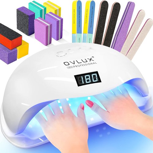 OVLUX 180W UV LED Nail Lamp - Fast Professional Gel Nail Dryer with 57 LEDs & Auto Sensor | LCD Display