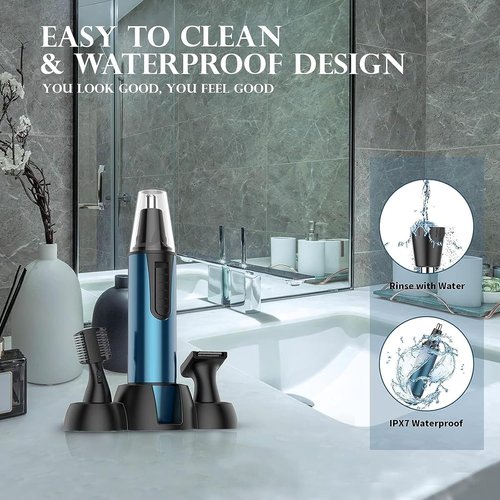 AREYZIN Nose Hair Trimmer for Men,2026 Professional 3 in 1 Painless RechargeableEar and Nose Trimmer,IPX7 Waterproof Eyebrow Facial Hair Trimmer Body Grooming Kit Dual EdgeBlades