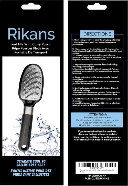 Rikans Foot File - Double-Sided Callus Remover & Dead Skin Scrubber | High-Grade Stainless Steel