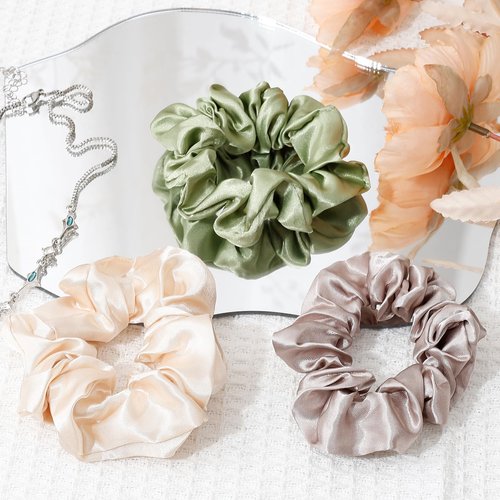 Mirlern 12-Piece Satin Scrunchies for Women and Girls, No Damage Soft Ponytail Holders Hair Accessories, Elastic Bands for Thick/Thin Hair (Spring)