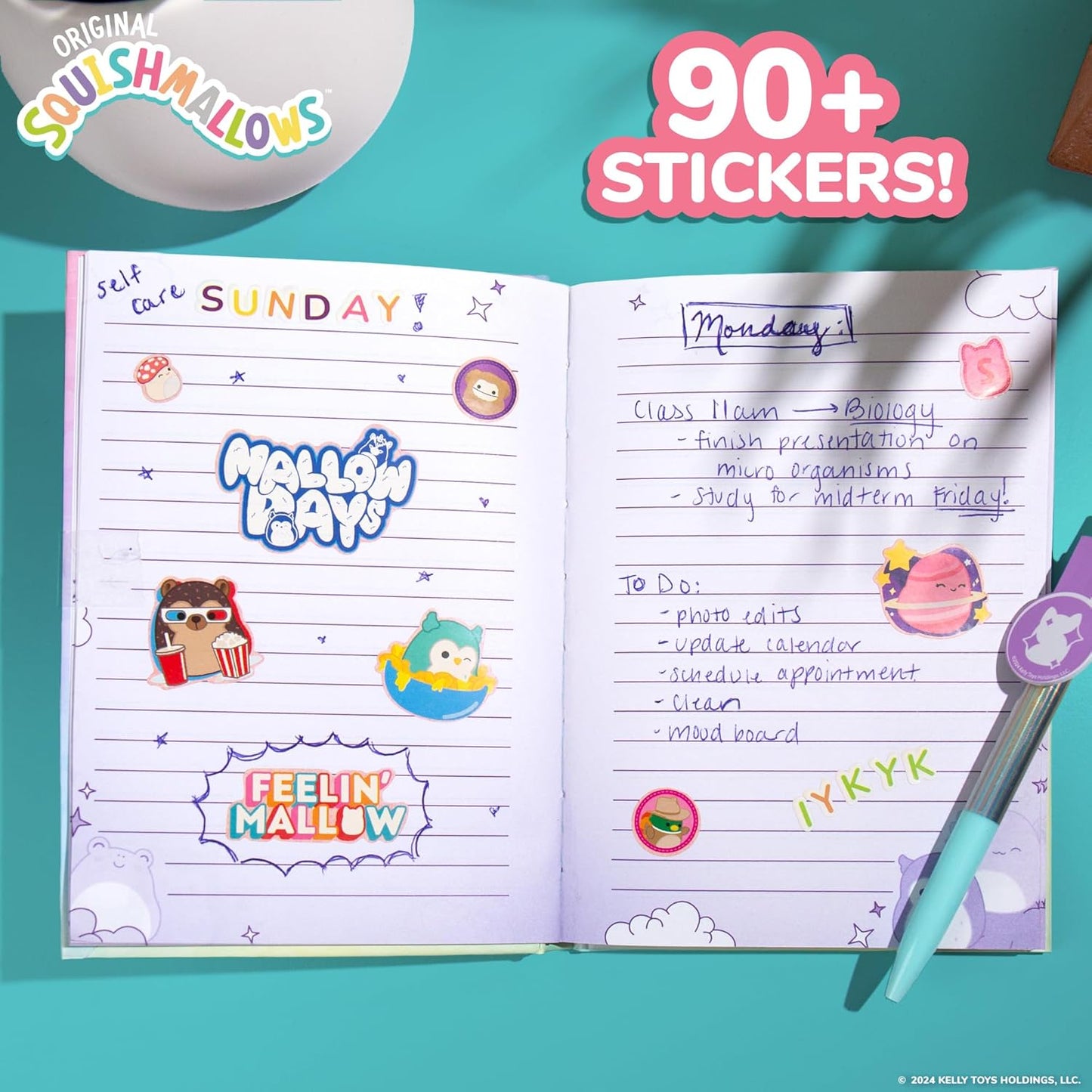 Squishmallows Original Diary Set - Fun Journaling Kit with Stickers, Pen & Sketchbook for Kids | 5 x 7 Inches