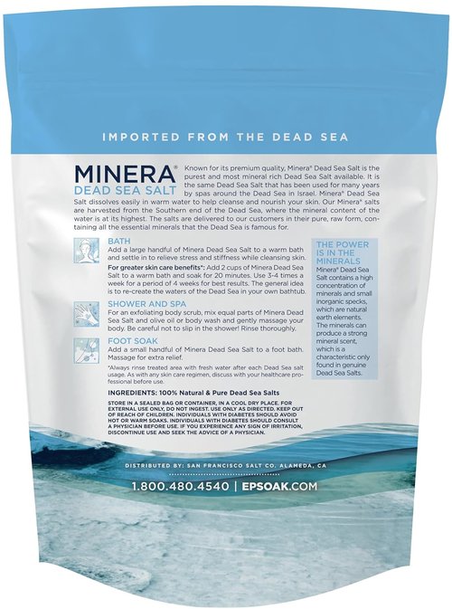 Minera Dead Sea Salt - 100% Pure & Natural, Fast-Dissolving Bath & Foot Soaks | 5 lbs, Unscented, Skin-Softening