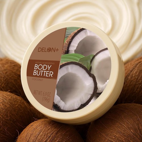 Delon Intense Moisturizing Body Butter - Coconut Oil Hydration | 6.9 oz