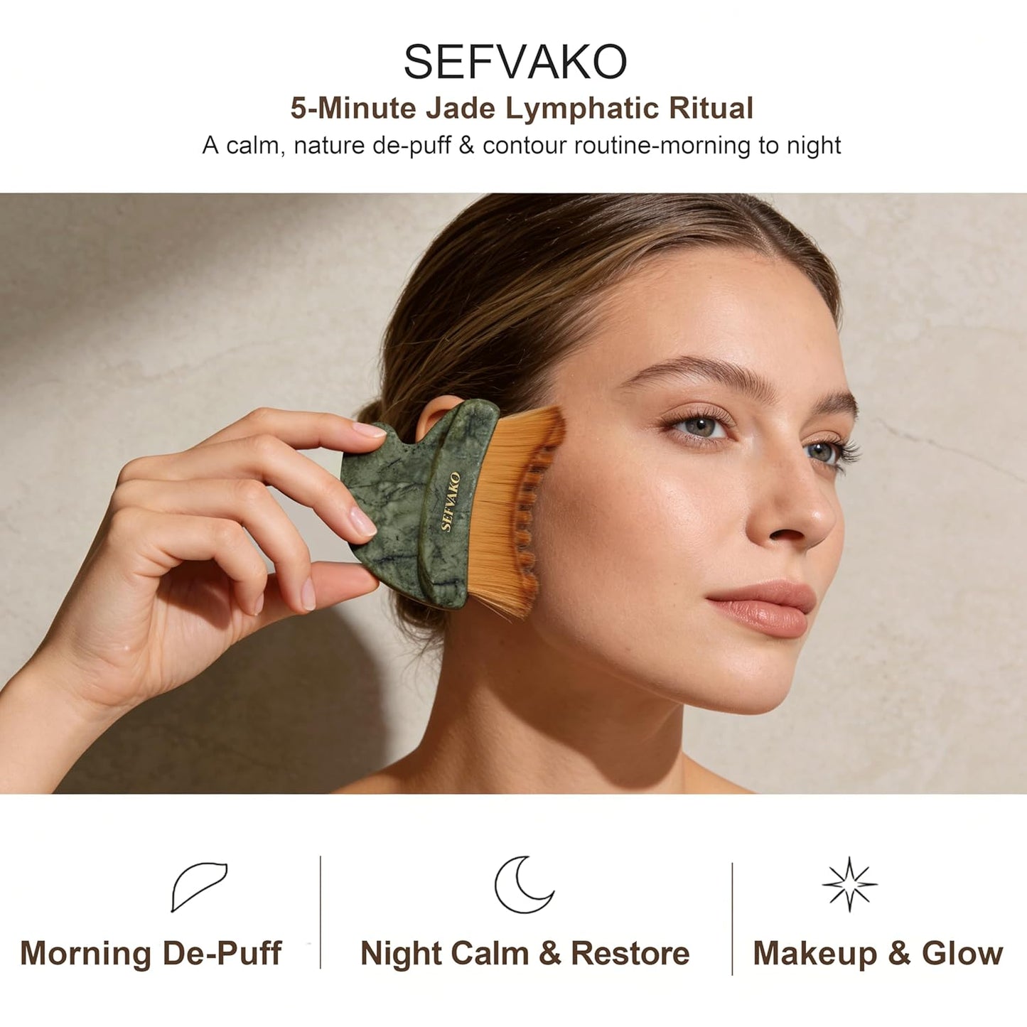 Skiennix Lymphatic Contour Face Brush - Dual-Ended Dry Brush & Cool-Touch Jade Gua Sha Edge | Ultra-Soft Bristles for Sculpting & Relaxation