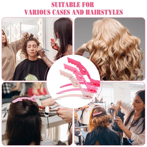 Havawish 12 Pcs Matte Alligator Hair Clips - Stylish Hair Sectioning Clips for Women | Pink