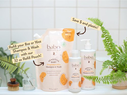 Babo Botanicals 2-in-1 Fragrance-Free Baby Shampoo & Wash - Shea Butter & Aloe Vera - EWG Verified