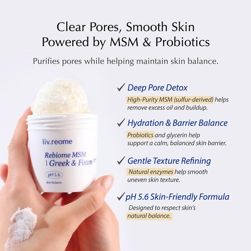 MSM Sulfur Deep Pore Cleanser - Gentle Low pH Face Wash for Sensitive Skin, Pore Reset Formula