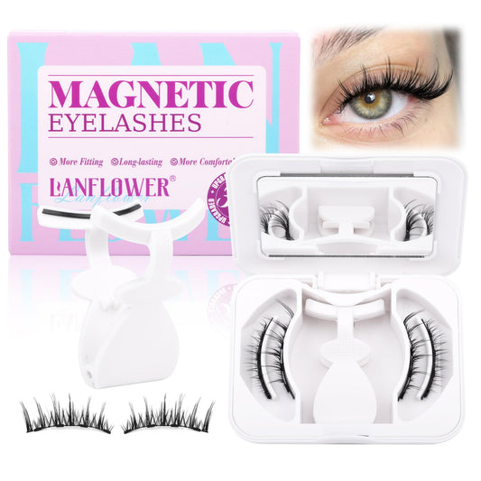 Magnetic Eyelashes without Eyeliner Reusable Magnetic Eyelashes Natural Look Magnetic Eyelashes with Applicator Manga Lashes with Magnets Wispy Magnetic Lashes by Lanflower