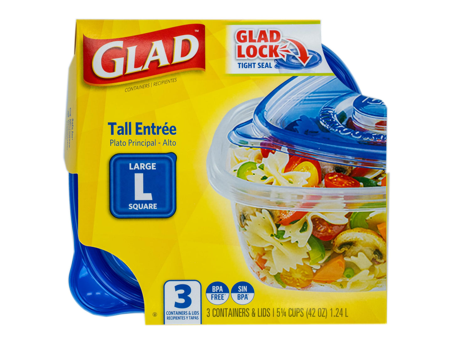 Glad GladWare To Go Snack Food Storage Containers - Medium Round - Meal Container Holds up to 24 Ounces of Food - Lock Tight Seal, 4 Count