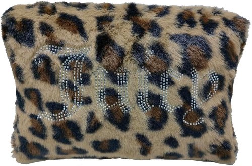 Juicy Couture Makeup Bag - Leopard Print Faux Fur Organizer for Travel Essentials | Zip Top Design