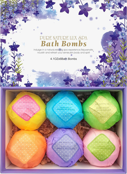 Ultra Bubble Bath Bombs Gift Set by [Brand Name] - XXL Fizzies with Natural Dead Sea Salt & Essential Oils (6 x 4.1 oz) - Perfect Birthday Gift for Her, Him, Kids