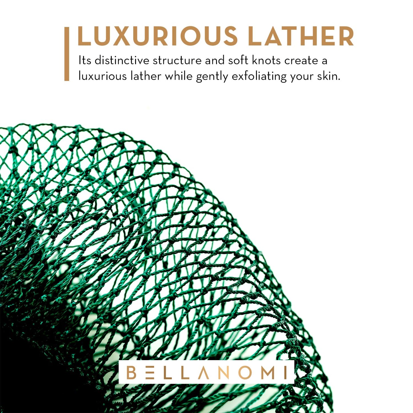 BELLANOMI African Exfoliating Net Sponge, Authentic, Ethically sourced from Nigeria, 45 inches Long, Back Scrubber for Daily use (Black)